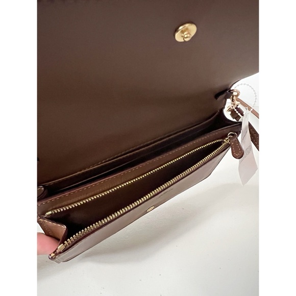 Coach Anna Foldover Clutch Bag With Floral Print Crossbody Bag Signature Canvas - Picture 6 of 8